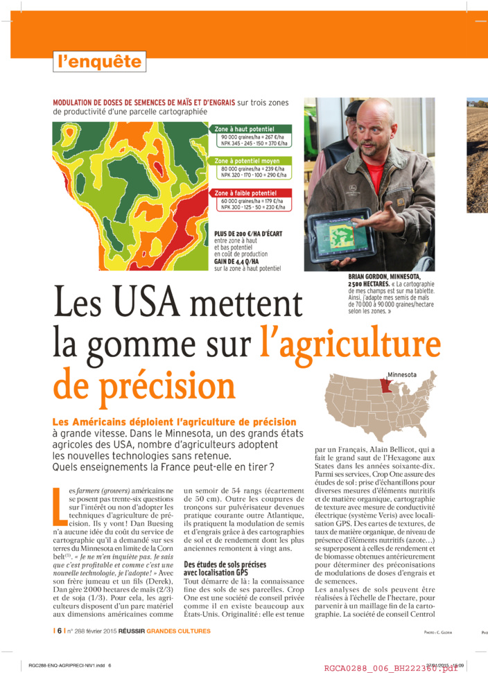 Les USA et l'agriculture de précision Les USA et l'agriculture de précision